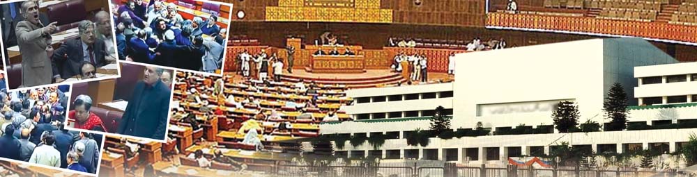 قومی اسمبلی میں تحریک انصاف اور مسلم لیگ نون  کے ارکان گتھم گتھا