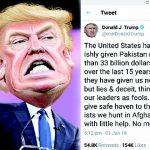 پاکستان کو مزید کوئی امداد نہیں دیں گے، امریکی صدر کی دھمکی