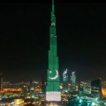 یوم آزادی پر برج خلیفہ کو پاکستانی پرچم کے رنگ میں رنگ گیا