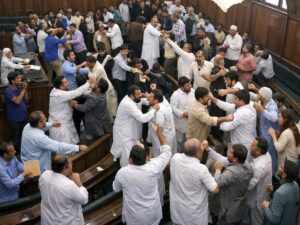 کراچی سٹی کونسل اجلاس بدترین ہنگامہ آرائی کی نذر، اراکین کا ایک دوسرے پر تشدد